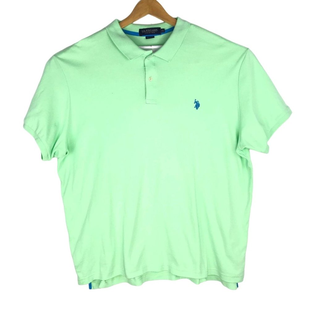 US Polo Assn XXL Polo Shirt Mint Green Short Sleeve Collar Chest Logo 1/4 Button